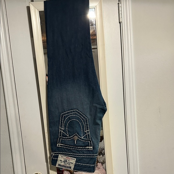 True Religion Indigo Jeans with White Stitching - Picture 1 of 1